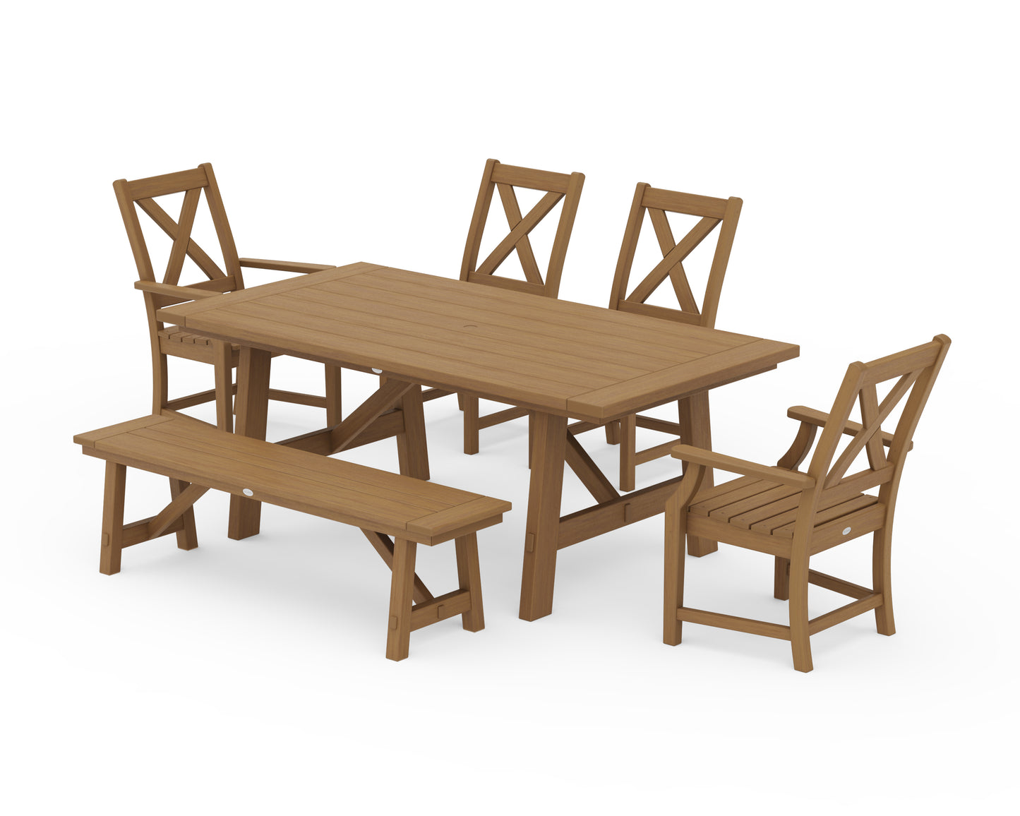 Braxton 6-Piece Rustic Farmhouse Dining Set With Trestle Legs