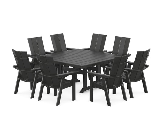 Modern Curveback Adirondack 9-Piece Square Dining Set with Trestle Legs