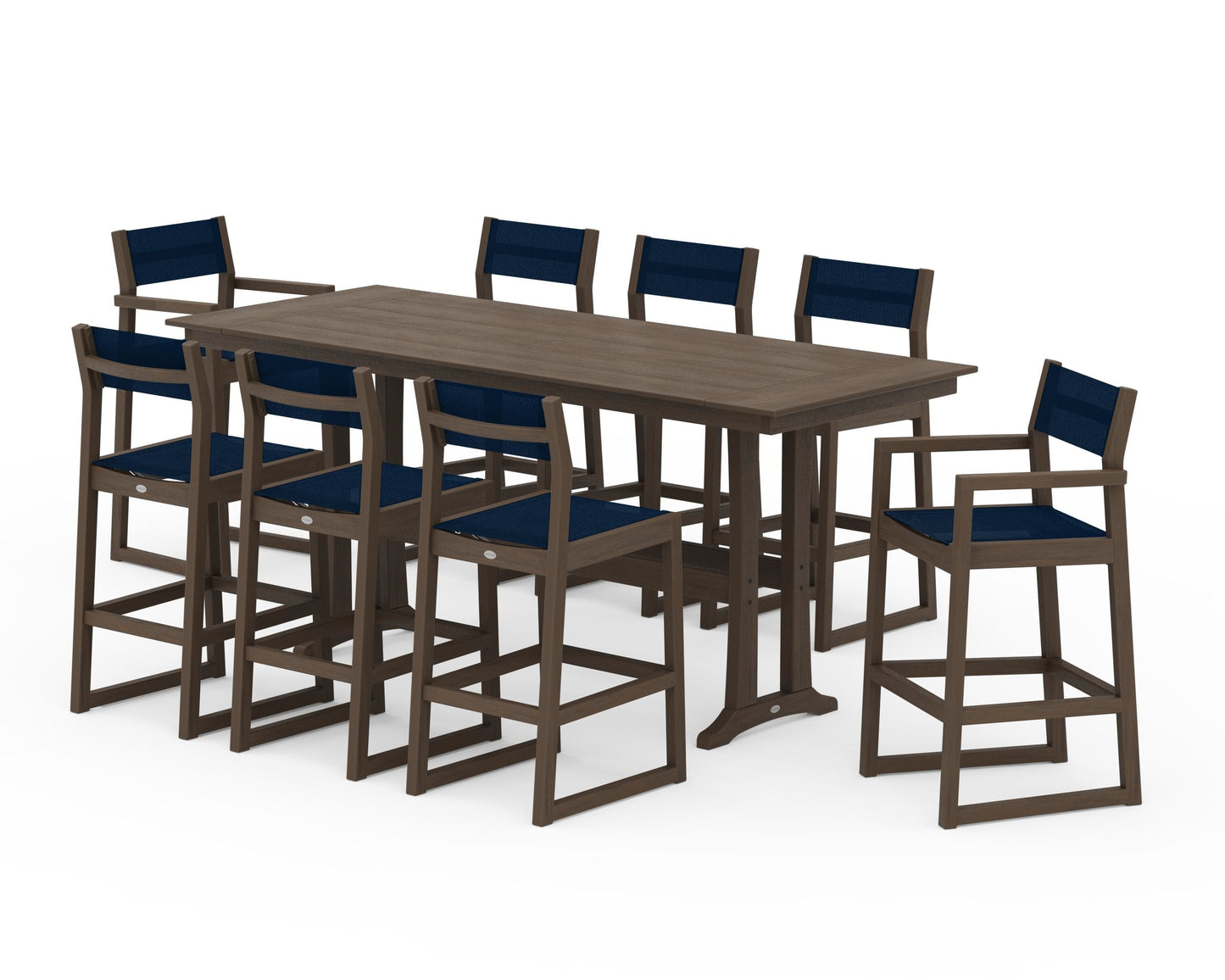 EDGE Sling 9-Piece Farmhouse Bar Set with Trestle Legs