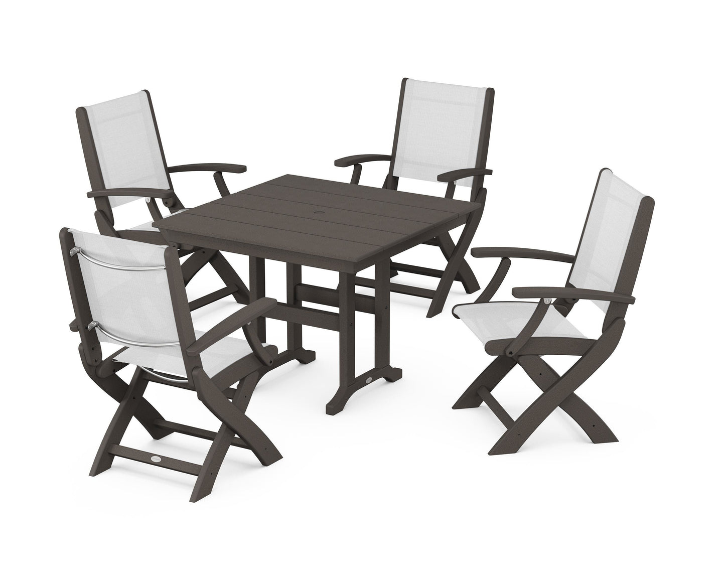 Coastal Folding Chair 5-Piece Farmhouse Dining Set