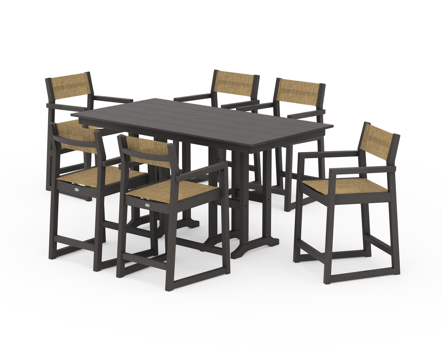 EDGE Sling Arm Chair 7-Piece Farmhouse Counter Set