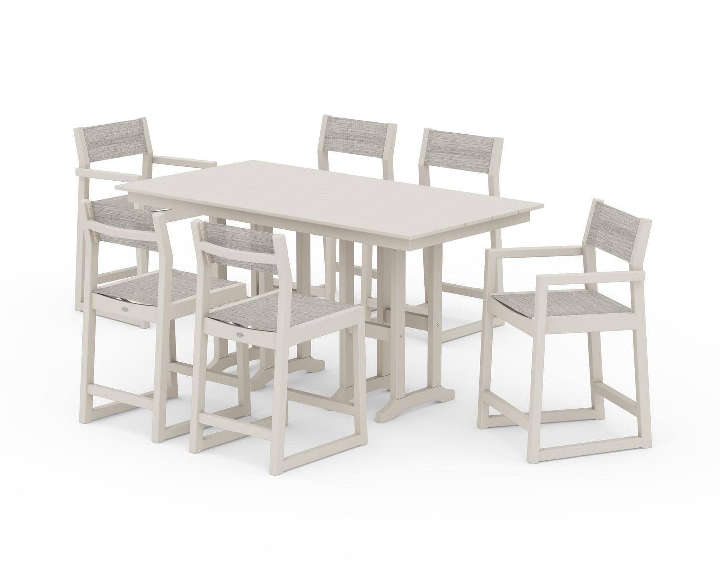 EDGE Sling 7-Piece Farmhouse Counter Set with Trestle Legs