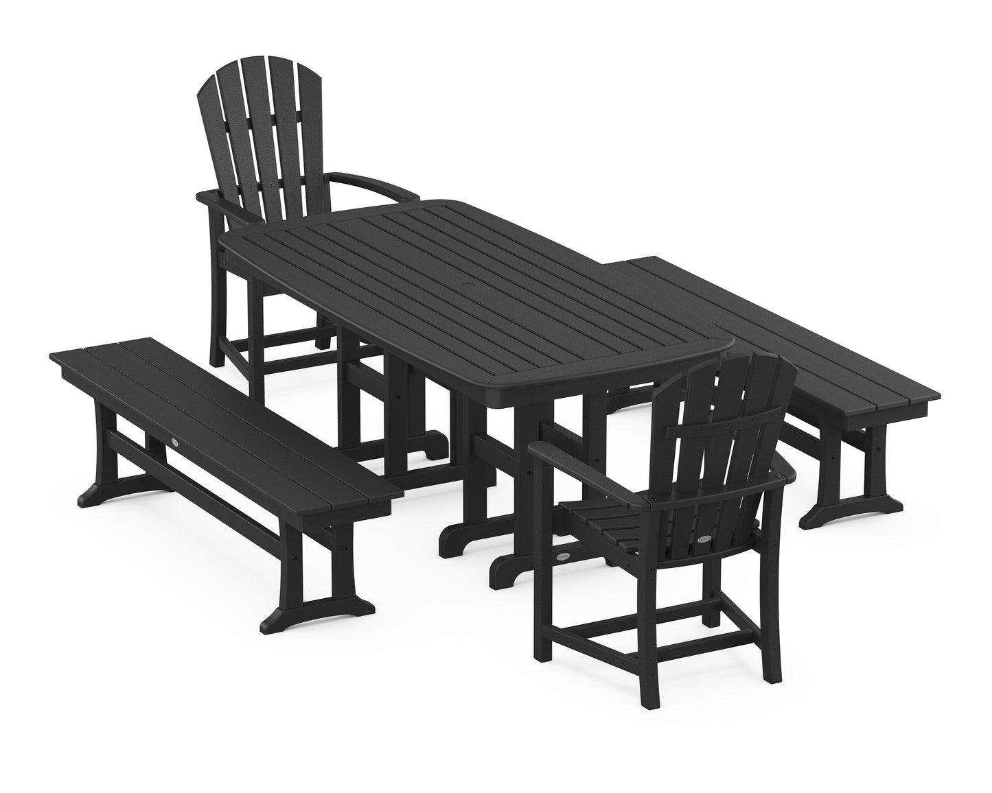 Palm Coast 5-Piece Dining Set with Benches