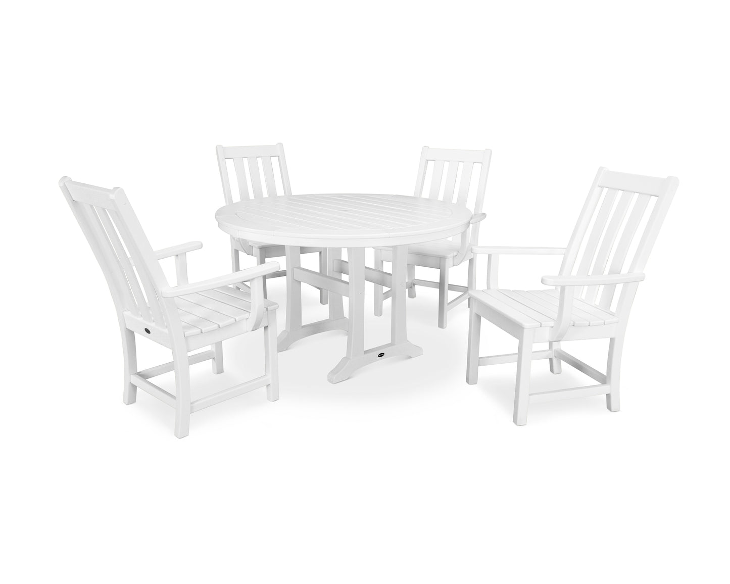 Vineyard 5-Piece Round Dining Set with Trestle Legs