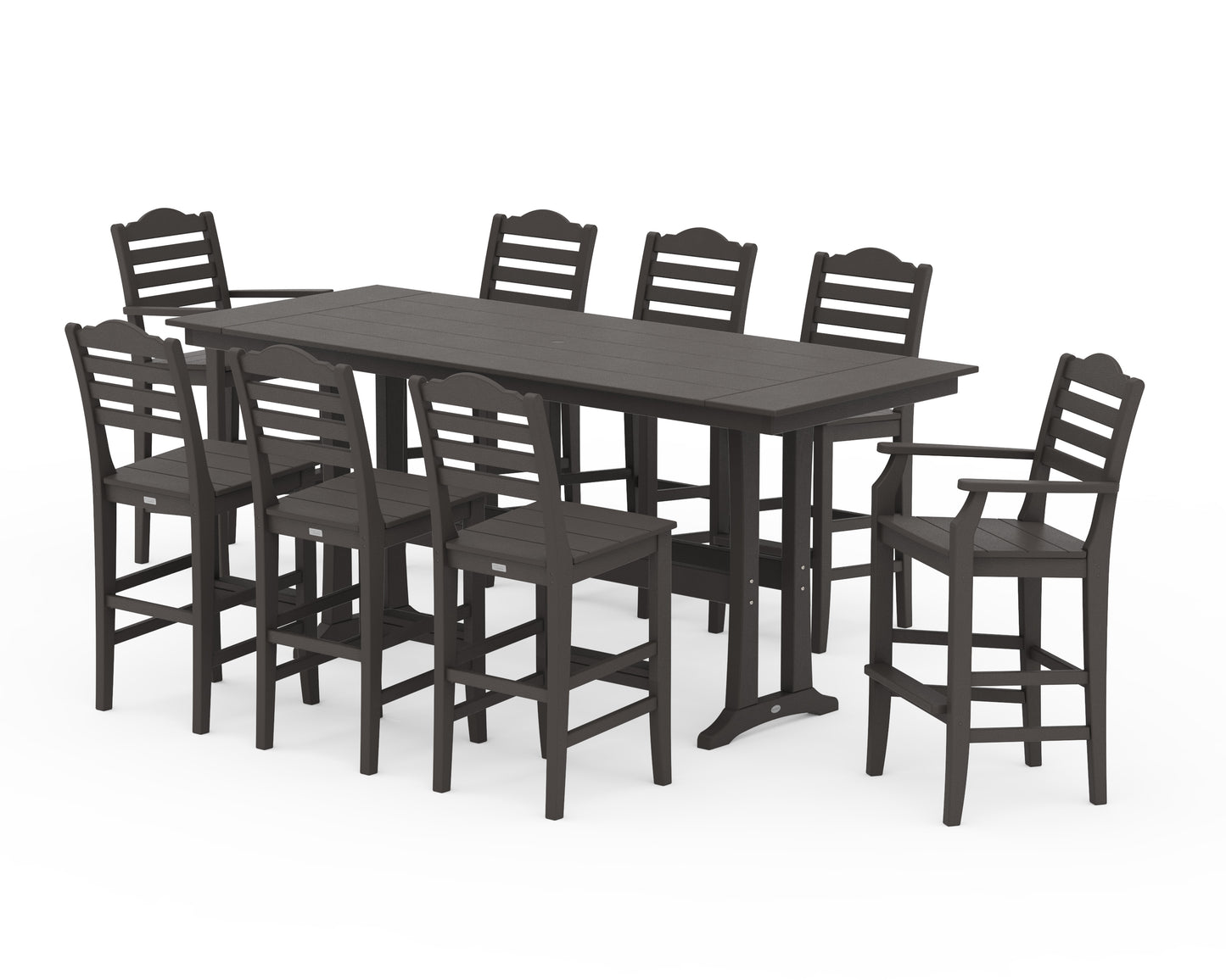 Savannah 9-Piece Farmhouse Bar Set with Trestle Legs