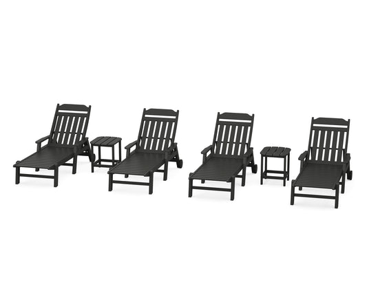 Cottage 6-Piece Chaise Set with Arms and Wheels