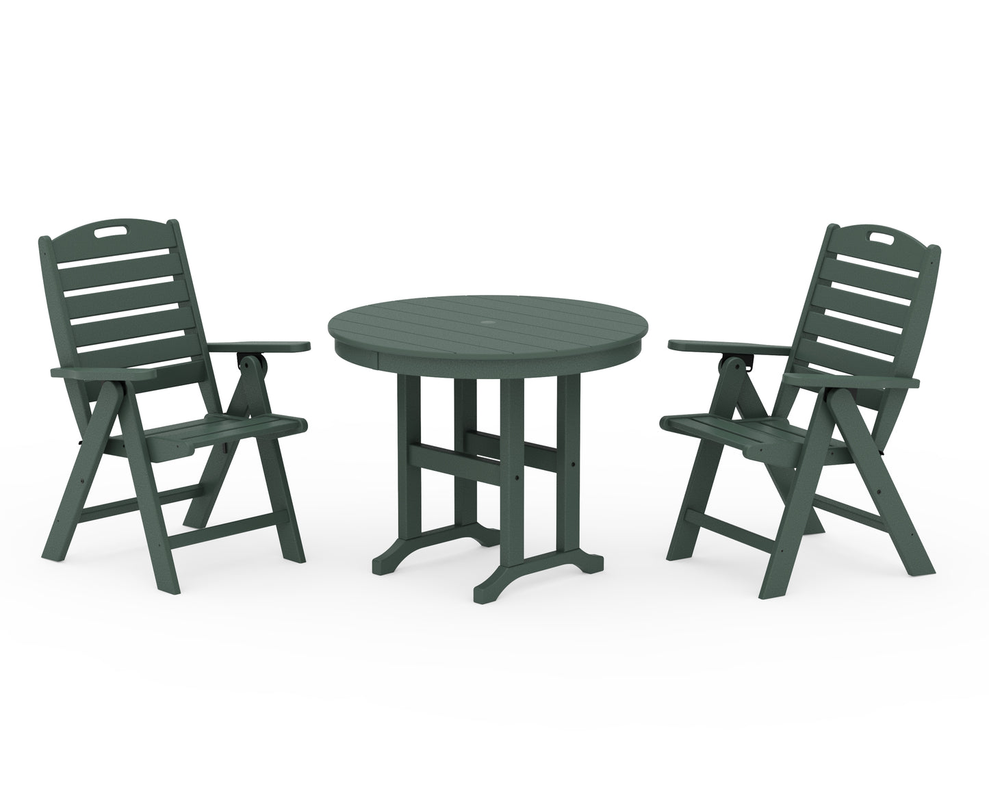 Nautical Folding Highback Chair 3-Piece Round Dining Set