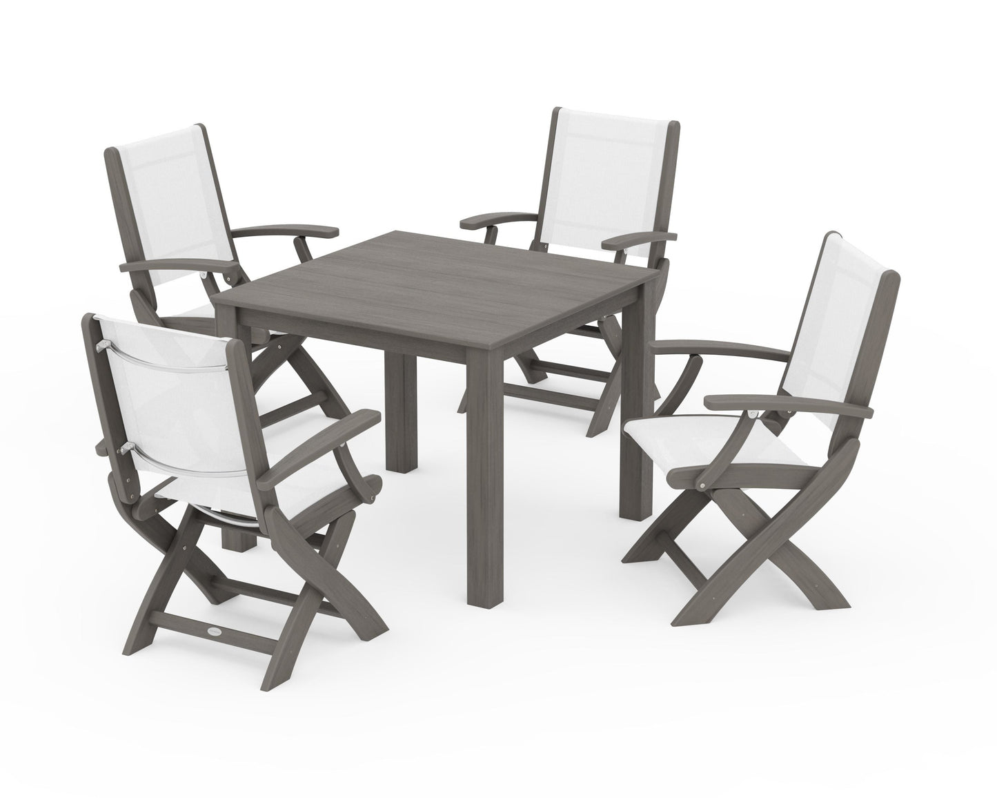 Coastal Folding Chair 5-Piece Parsons Dining Set