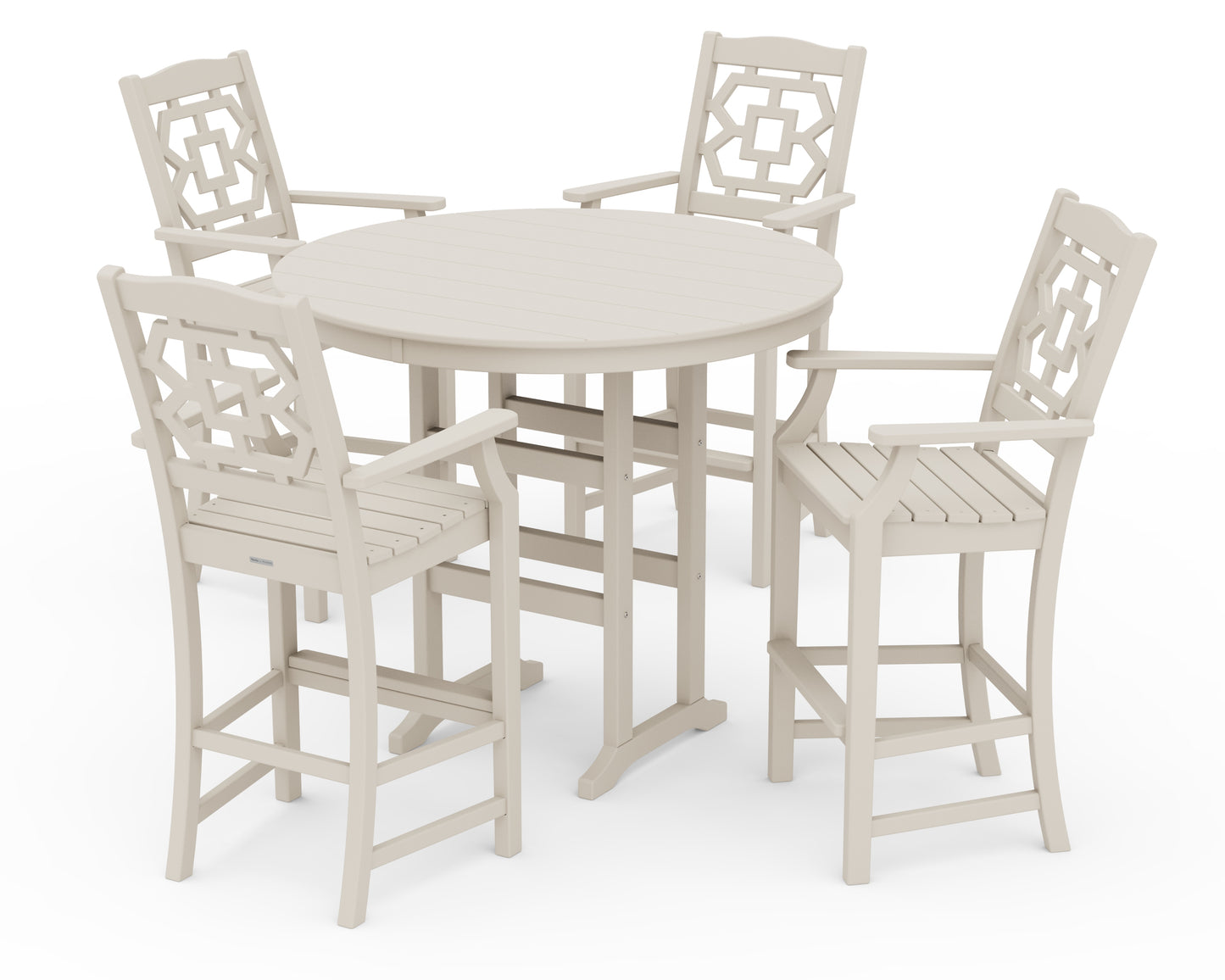 Chinoiserie 5-Piece Round Farmhouse Bar Set