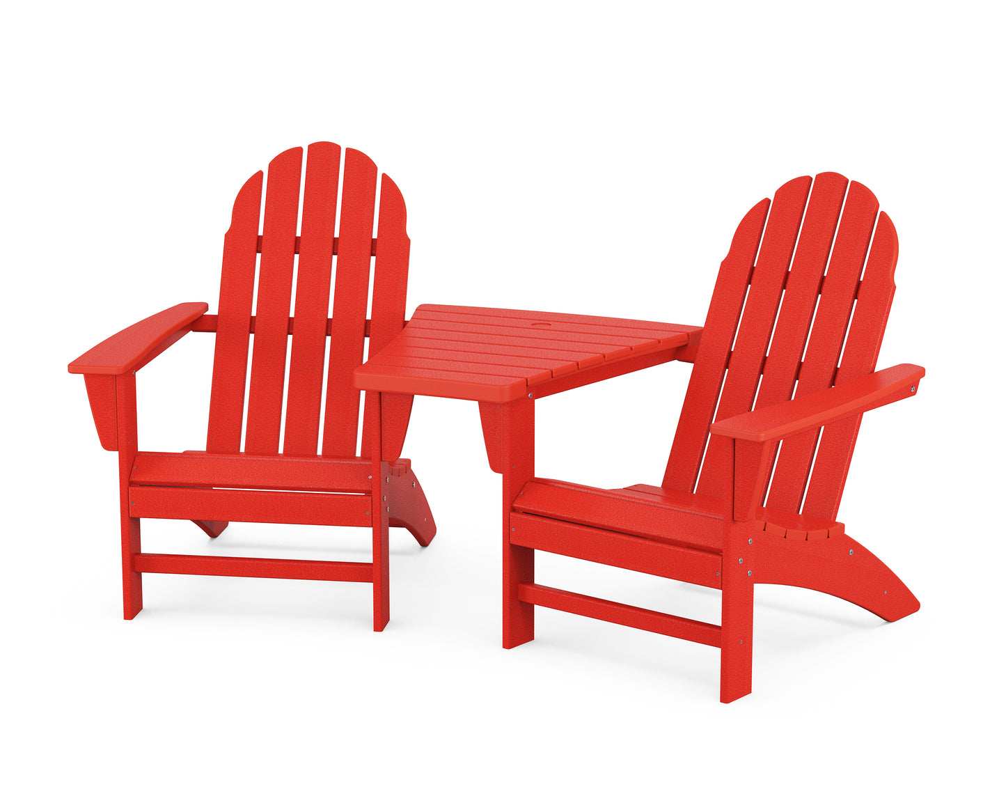 Vineyard 3-Piece Adirondack Set with Angled Connecting Table