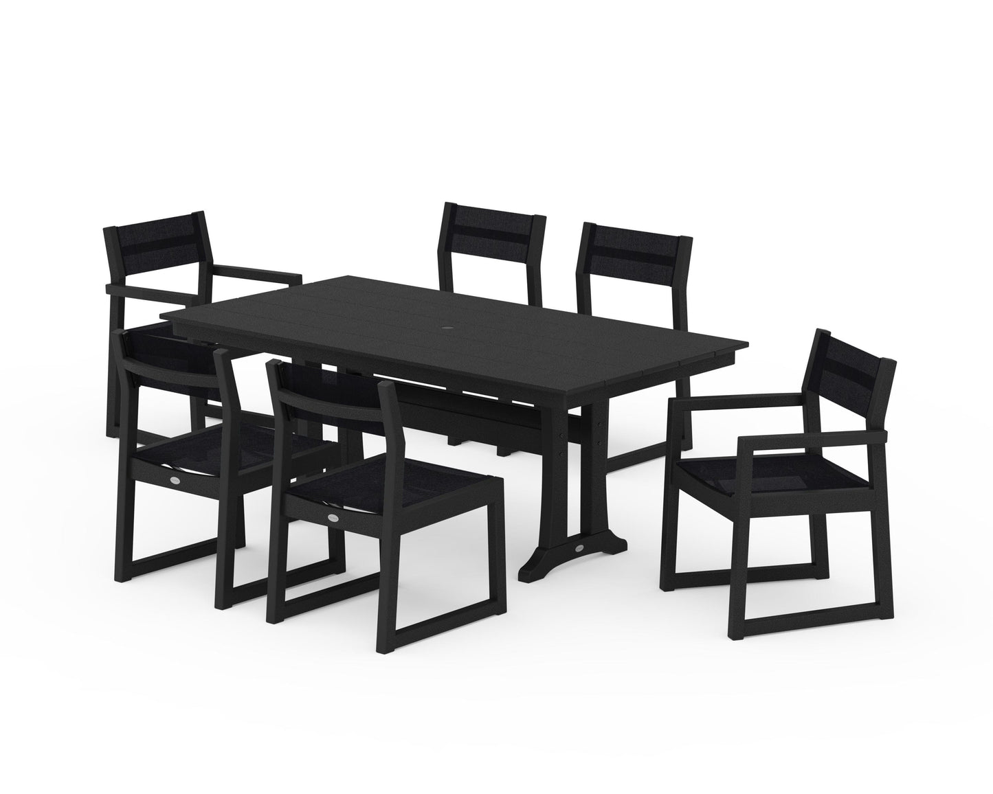 EDGE Sling 7-Piece Farmhouse Trestle Dining Set