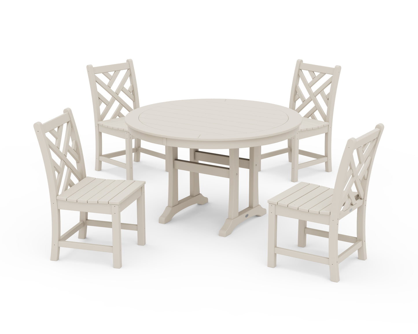 Chippendale Side Chair 5-Piece Round Dining Set With Trestle Legs