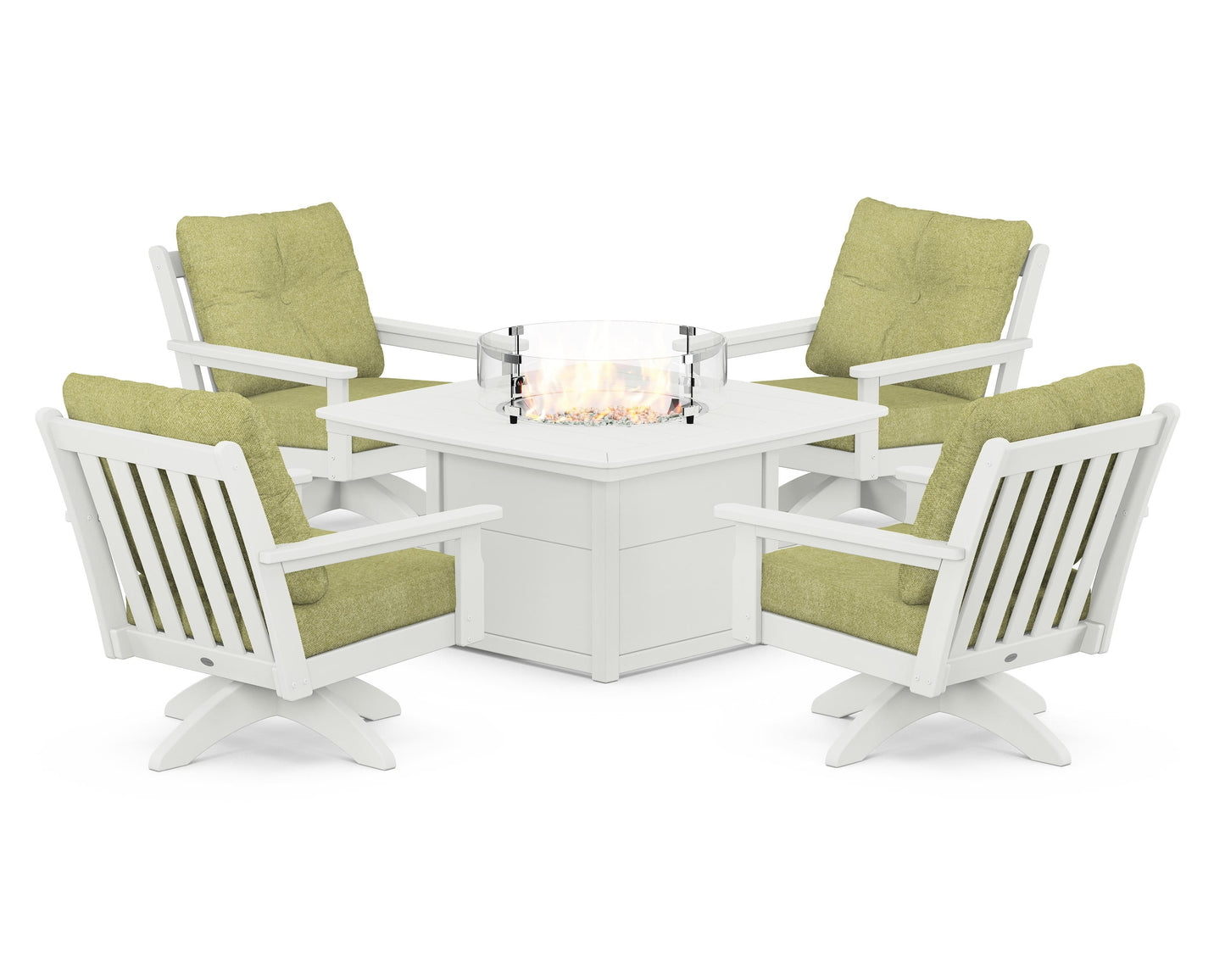 Vineyard 5-Piece Deep Seating Swivel Conversation Set with Fire Pit Table