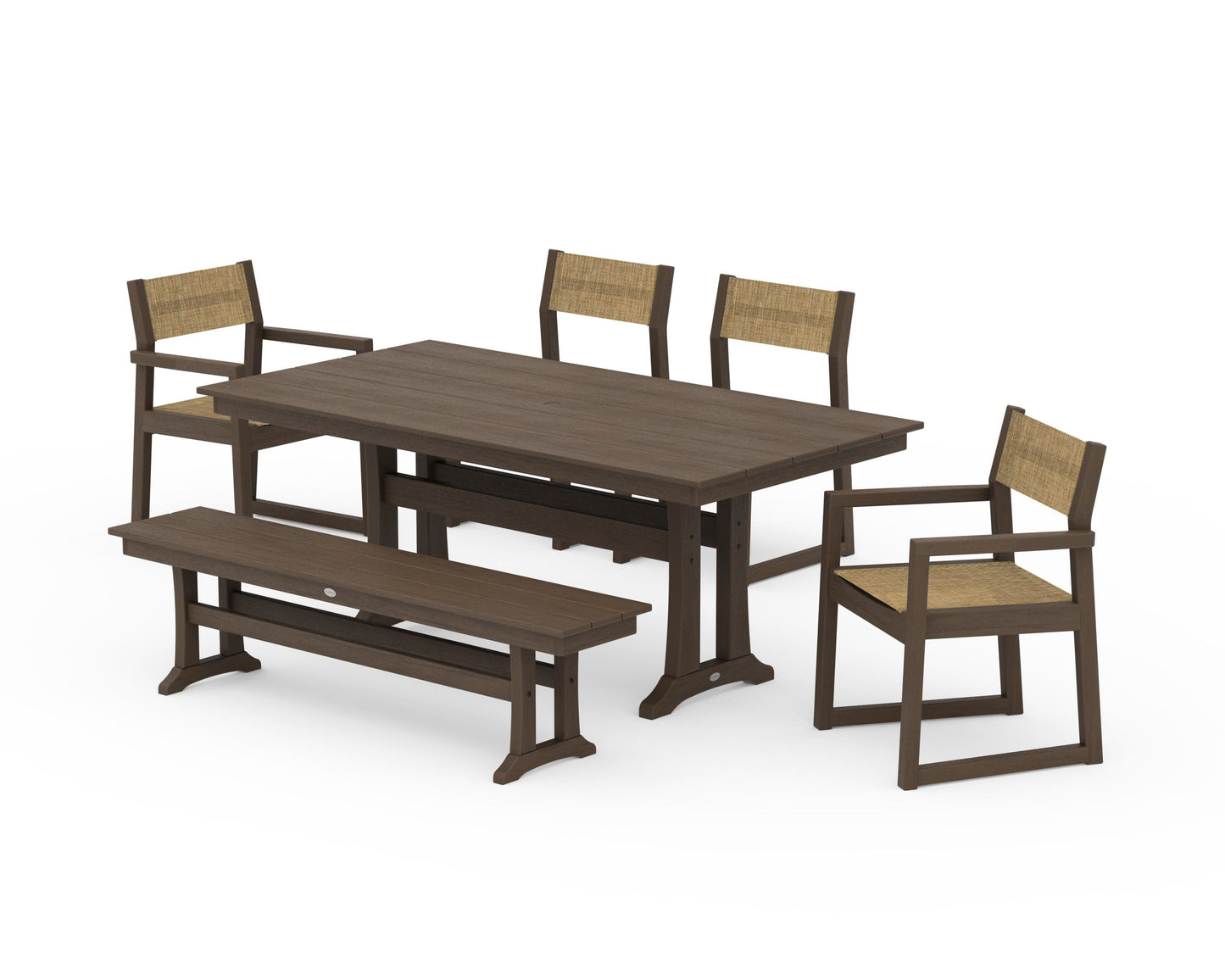 EDGE Sling 6-Piece Farmhouse Dining Set With Trestle Legs