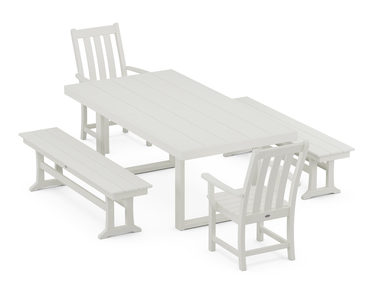 Vineyard 5-Piece Dining Set with Benches