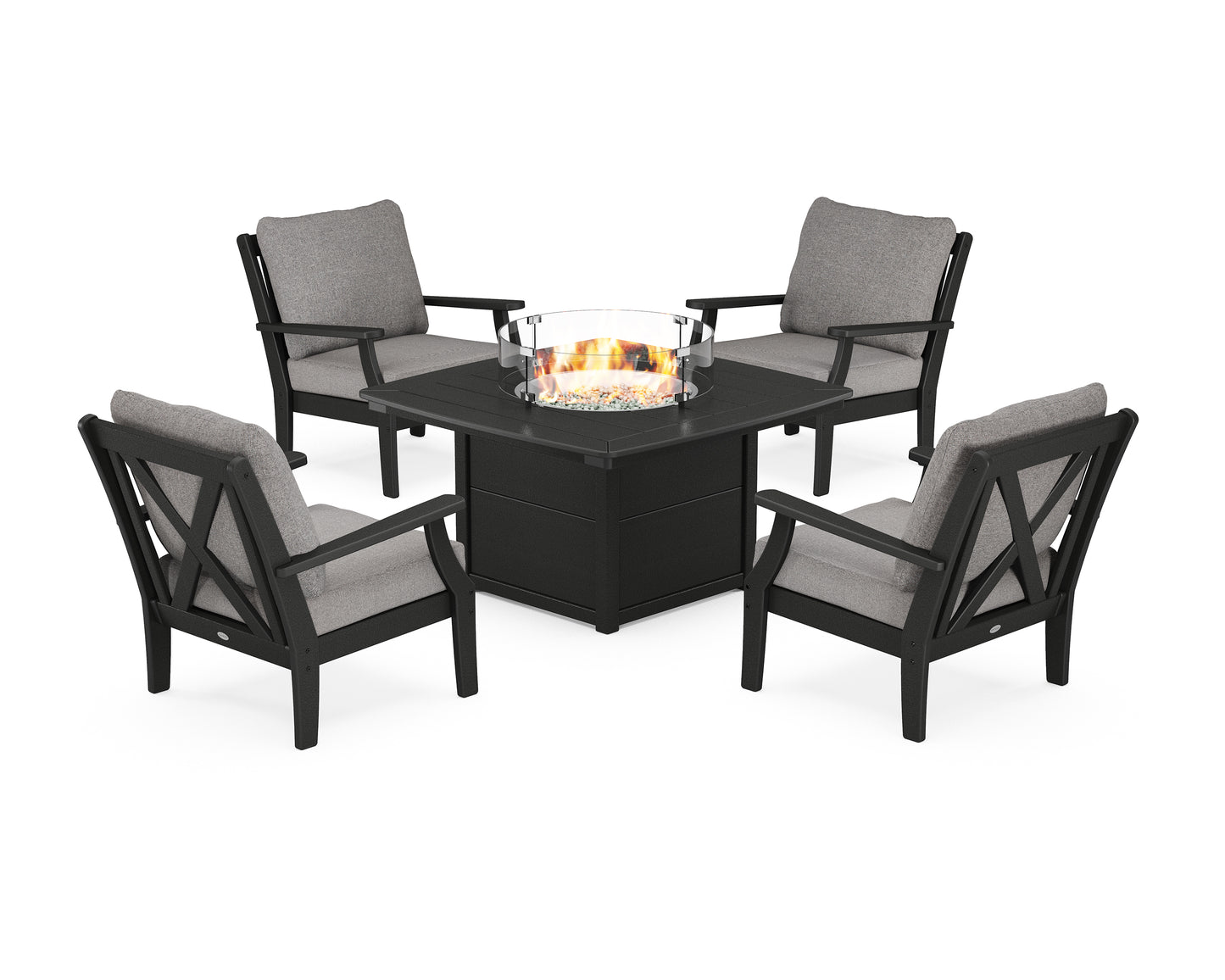 Braxton 5-Piece Deep Seating Conversation Set with Fire Pit Table