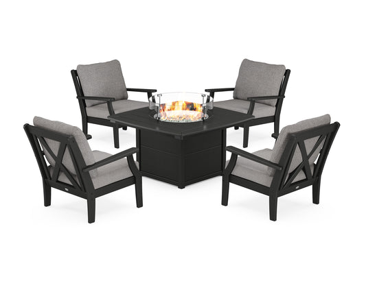 Braxton 5-Piece Deep Seating Conversation Set with Fire Pit Table