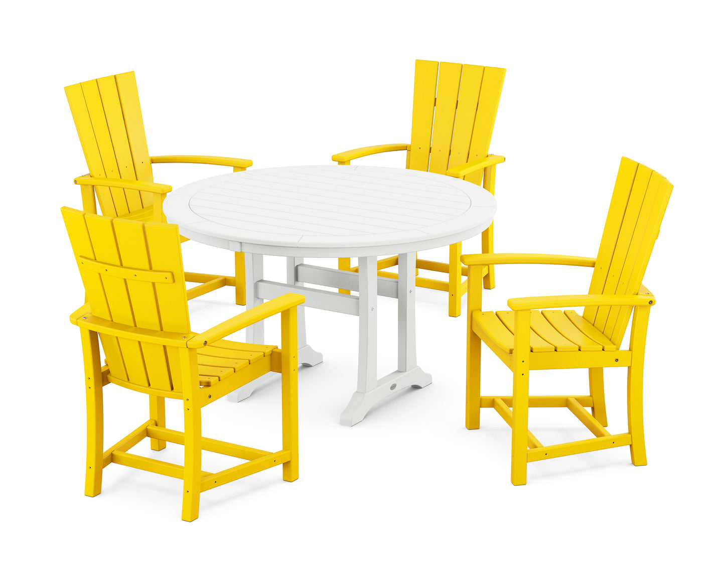 Quattro 5-Piece Round Dining Set with Trestle Legs