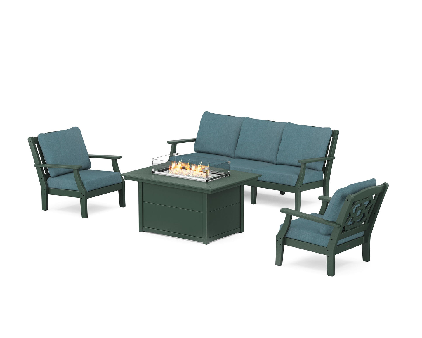 Chinoiserie Deep Seating Fire Pit Table Set