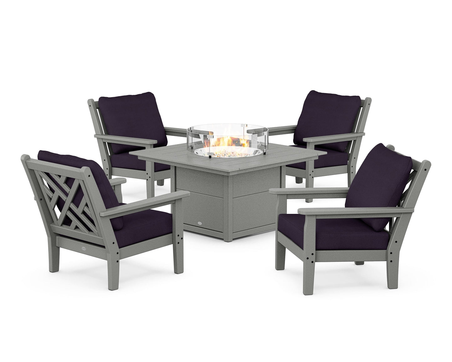 Chippendale 5-Piece Deep Seating Set with Fire Pit Table