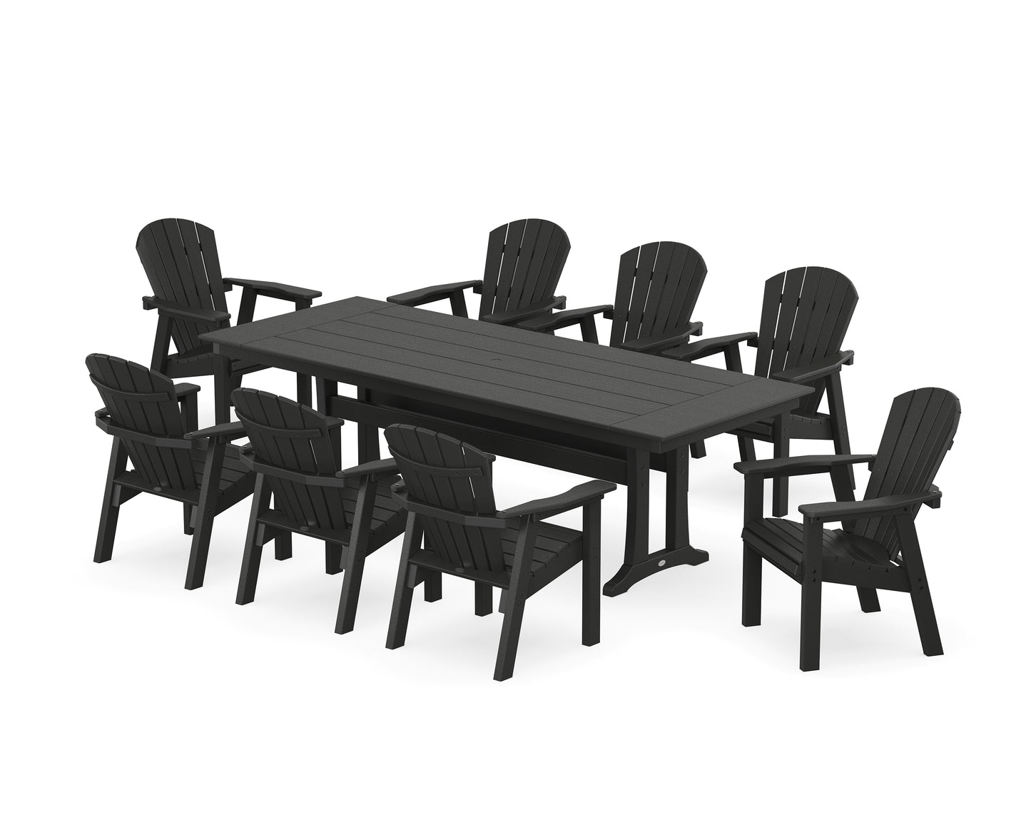 Seashell 9-Piece Farmhouse Dining Set with Trestle Legs