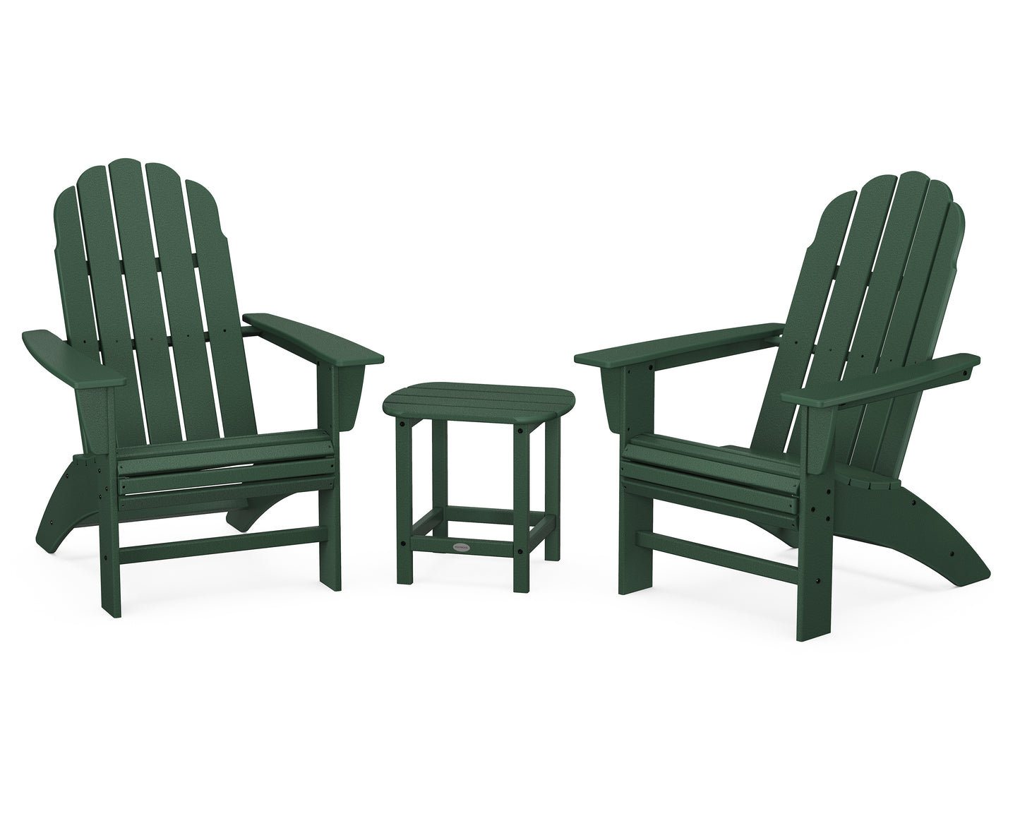 Vineyard 3-Piece Curveback Adirondack Set with South Beach 18" Side Table