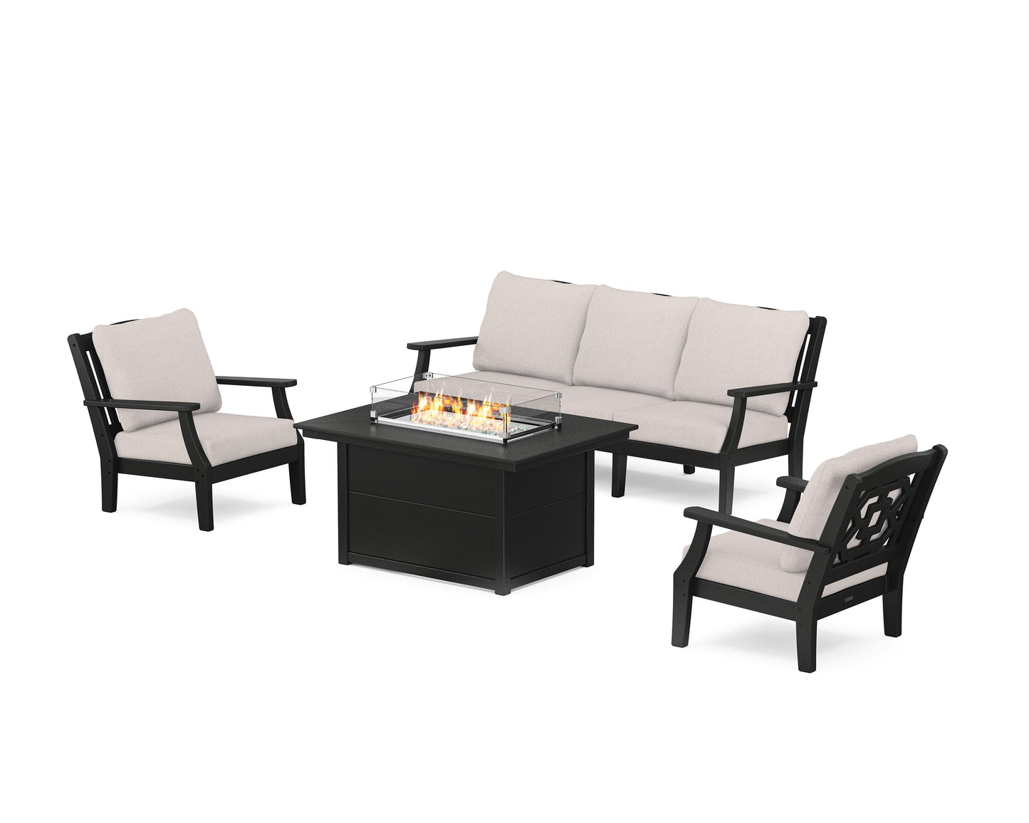 Chinoiserie Deep Seating Fire Pit Table Set