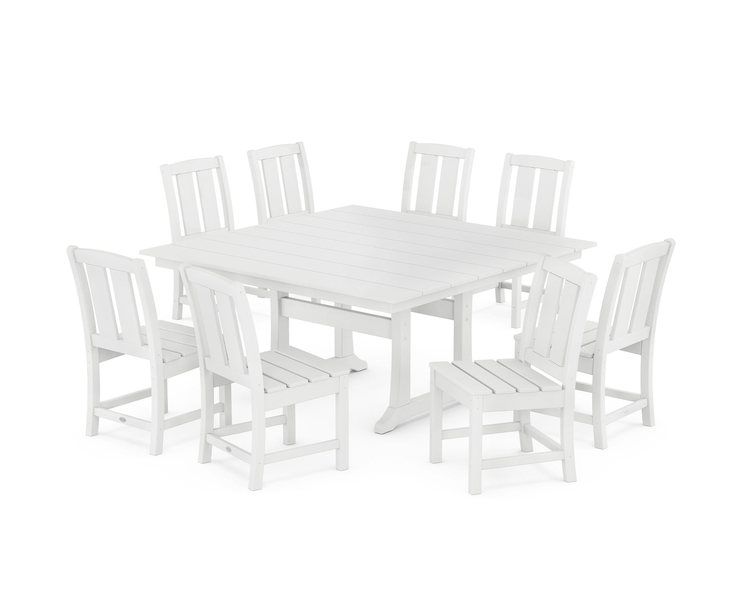 Mission Side Chair 9-Piece Square Farmhouse Dining Set with Trestle Legs