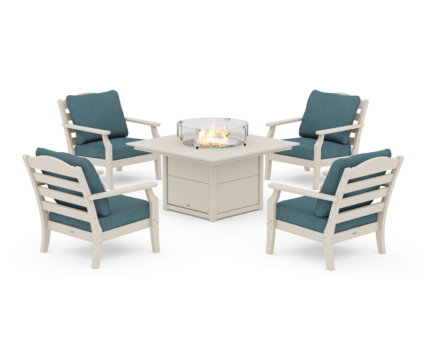 Savannah 5-Piece Deep Seating Set with Fire Pit Table