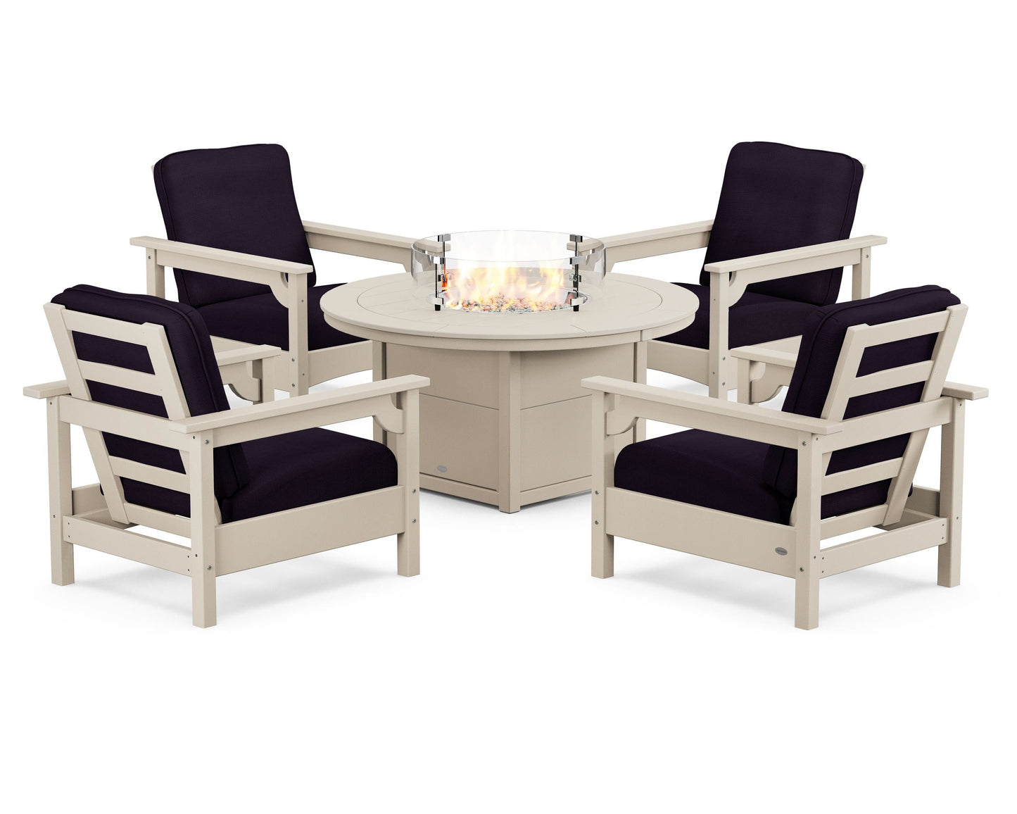 Club 5-Piece Conversation Set with Fire Pit Table