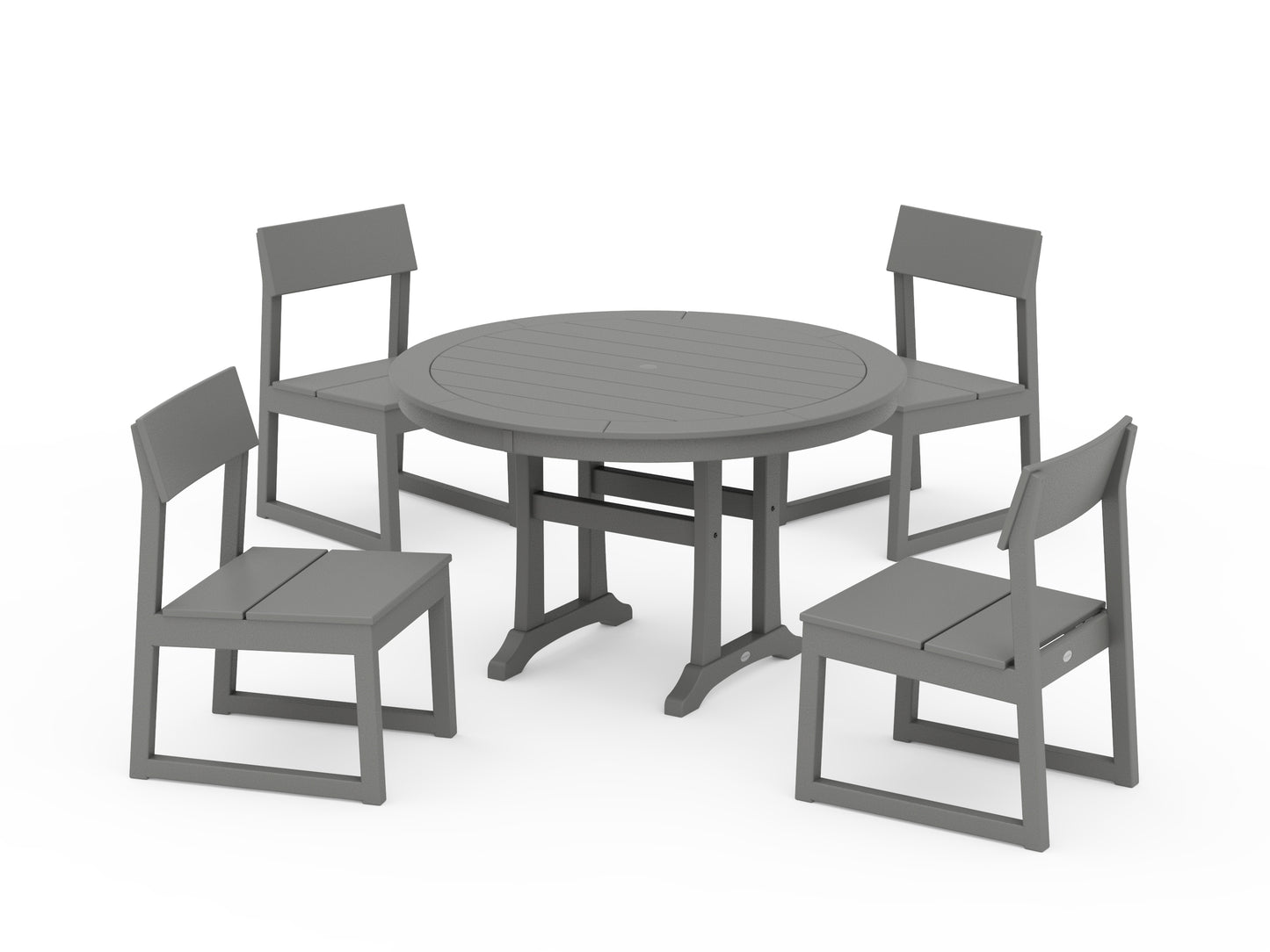 EDGE Side Chair 5-Piece Round Dining Set With Trestle Legs