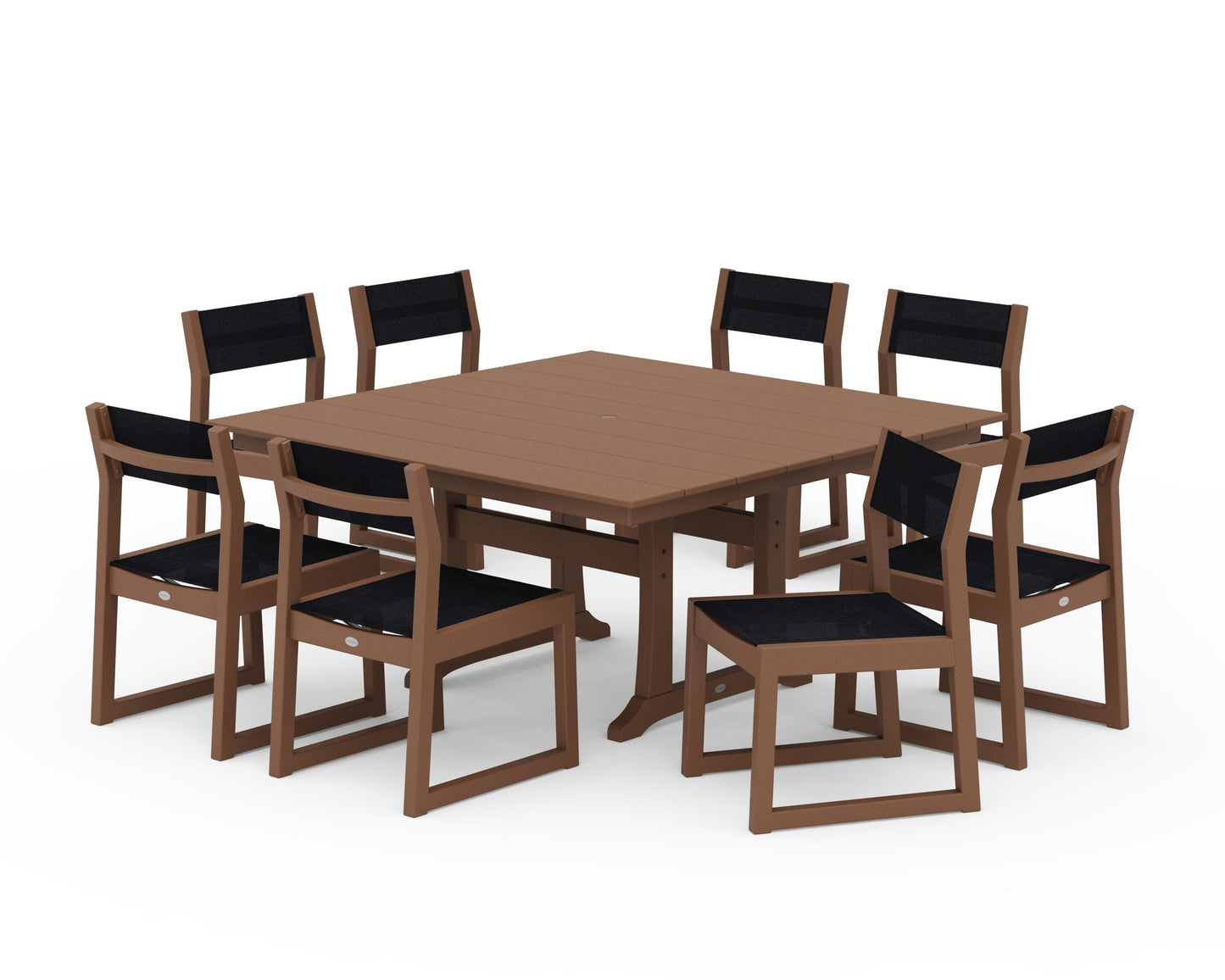 EDGE Sling Side Chair 9-Piece Farmhouse Trestle Dining Set