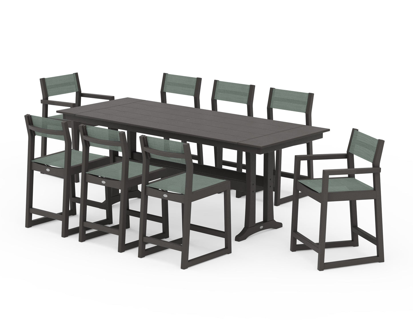 EDGE Sling 9-Piece Farmhouse Counter Set with Trestle Legs