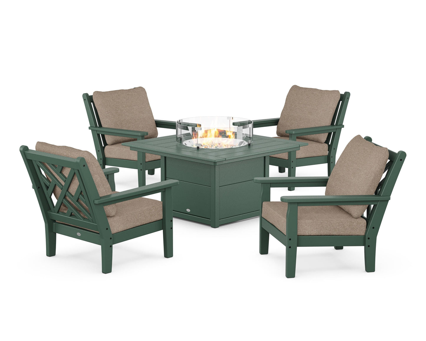 Chippendale 5-Piece Deep Seating Set with Fire Pit Table