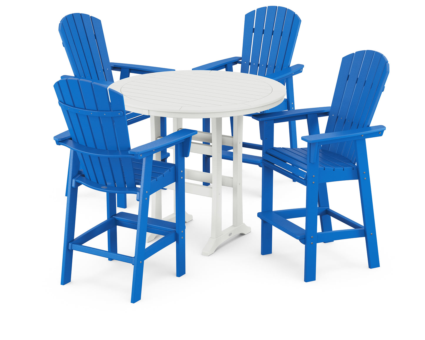 Nautical Curveback Adirondack 5-Piece Round Trestle Bar Set