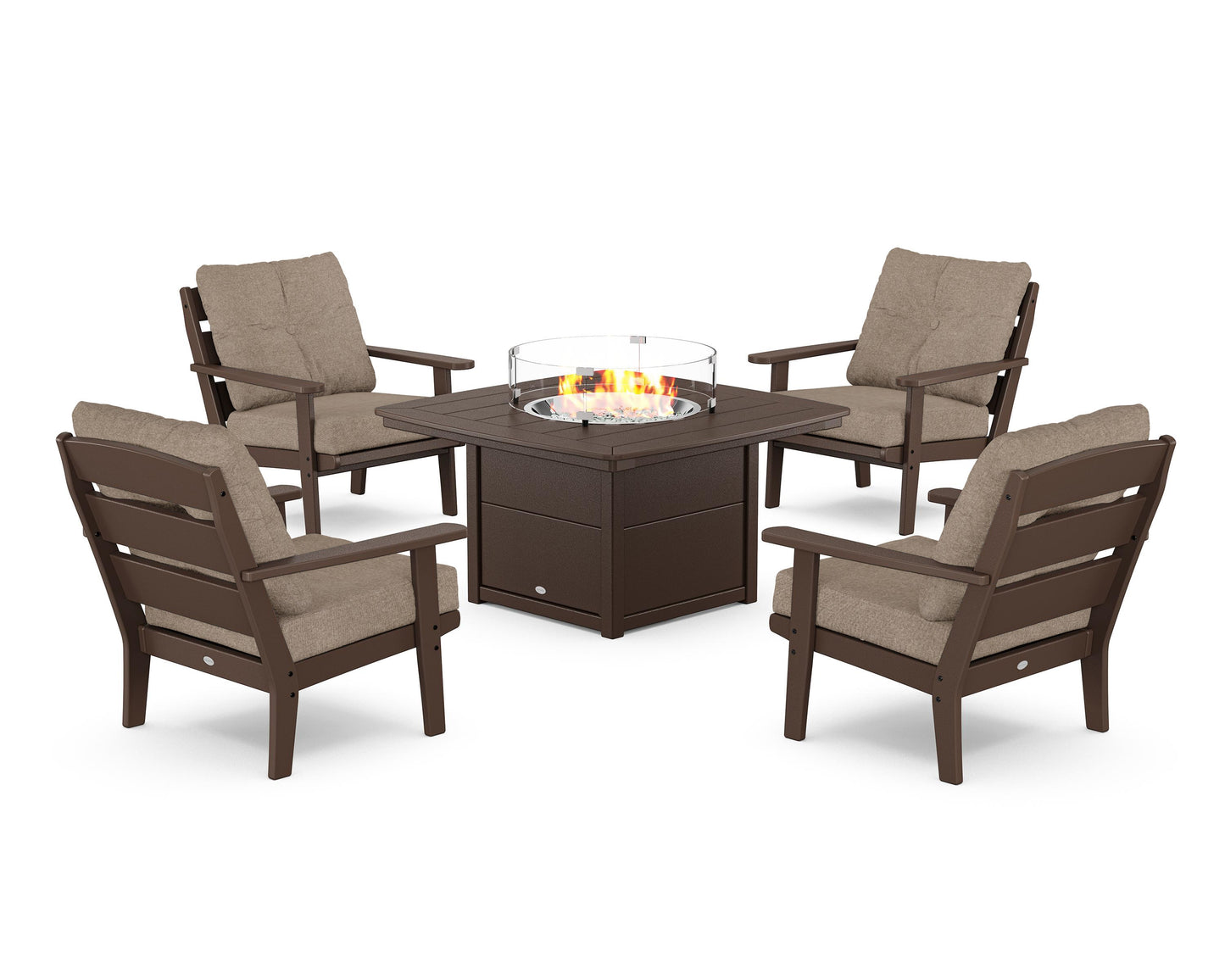 Lakeside 5-Piece Deep Seating Set with Nautical Fire Pit Table