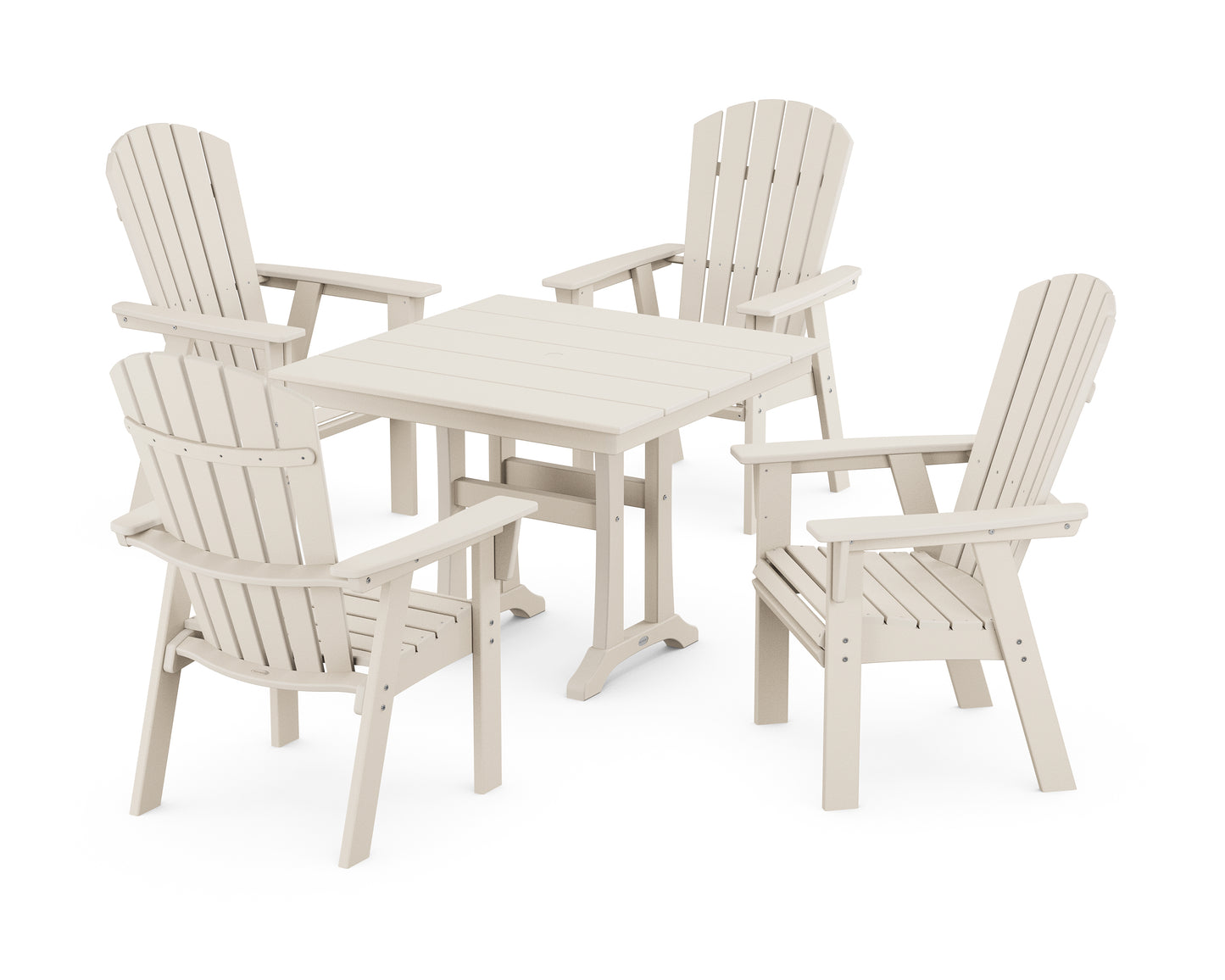 Nautical Adirondack 5-Piece Farmhouse Dining Set With Trestle Legs