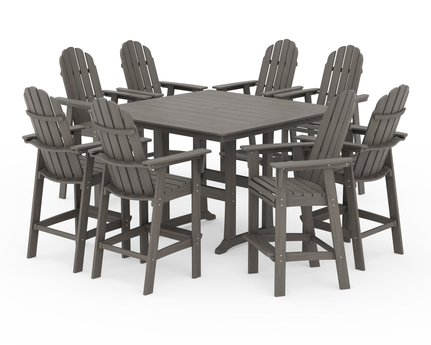 Vineyard Curveback Adirondack 9-Piece Trestle Bar Set