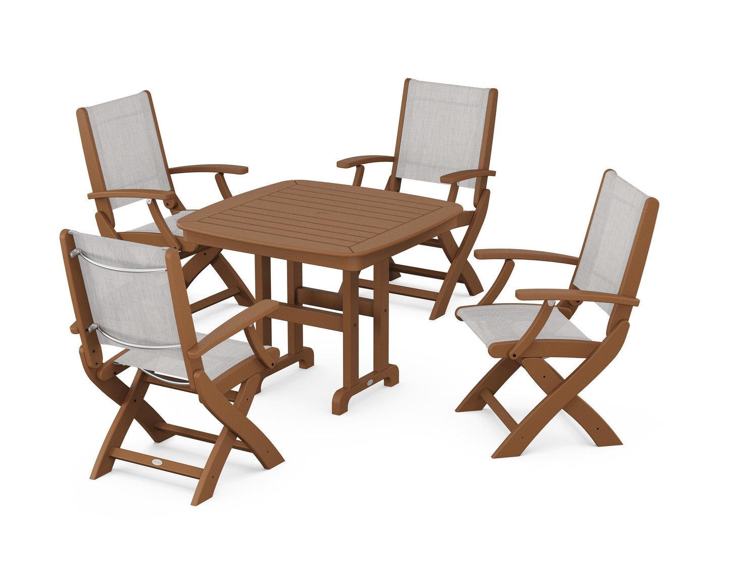 Coastal Folding Chair 5-Piece Dining Set
