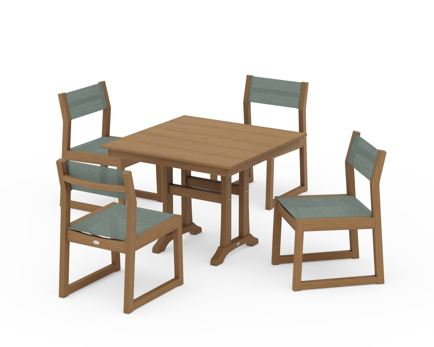 EDGE Sling 5-Piece Farmhouse Trestle Side Chair Dining Set