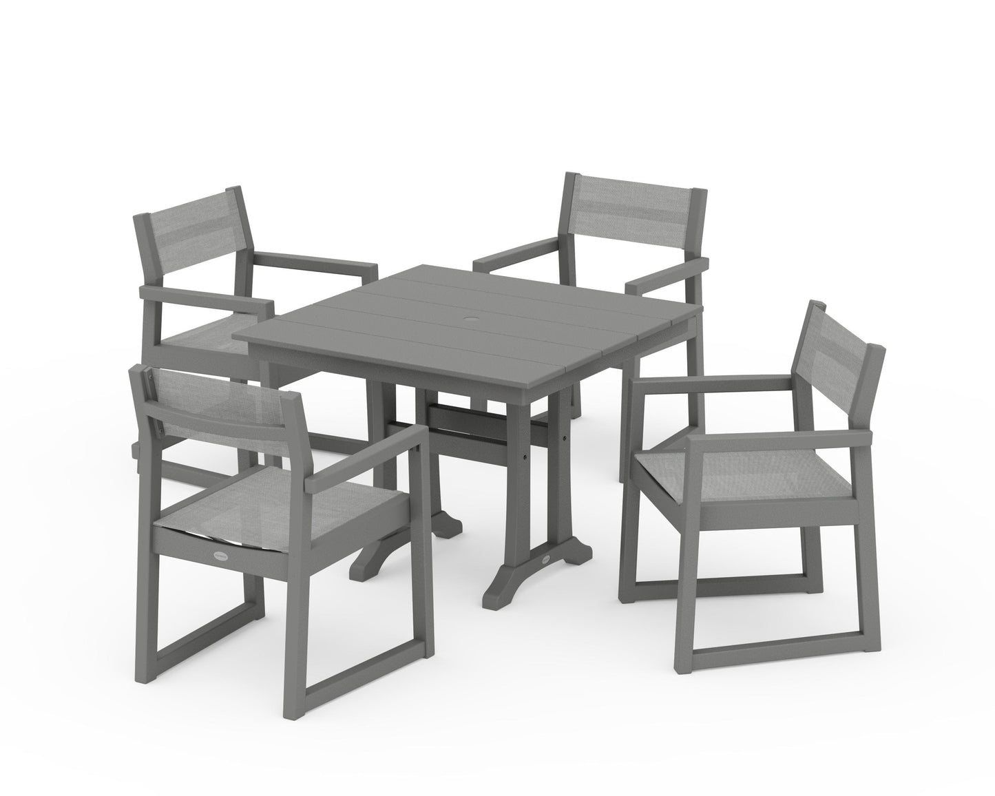 EDGE Sling 5-Piece Farmhouse Dining Set with Trestle Legs