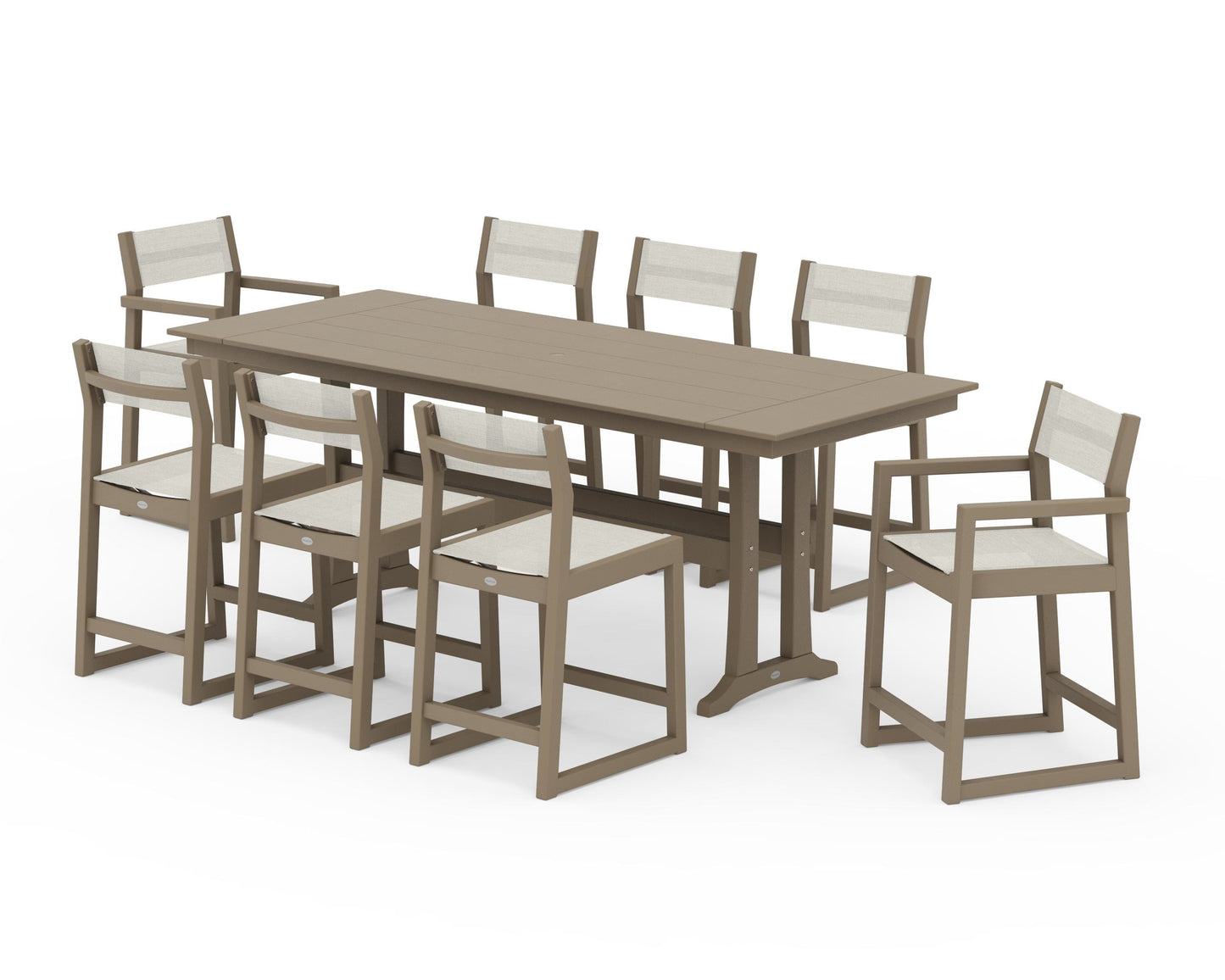 EDGE Sling 9-Piece Farmhouse Counter Set with Trestle Legs