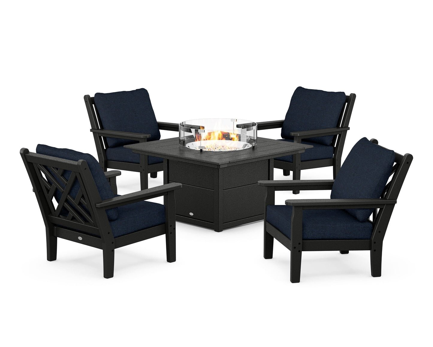 Chippendale 5-Piece Deep Seating Set with Fire Pit Table