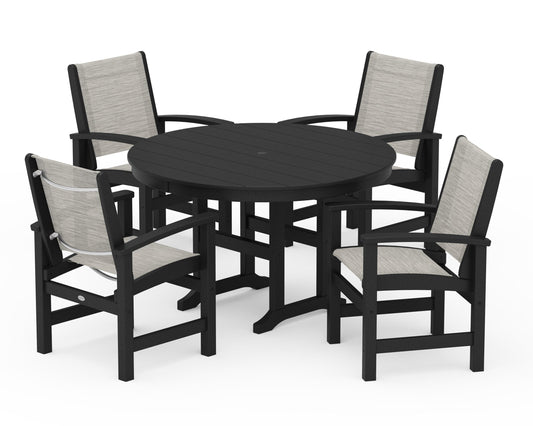 Coastal 5-Piece Round Farmhouse Dining Set