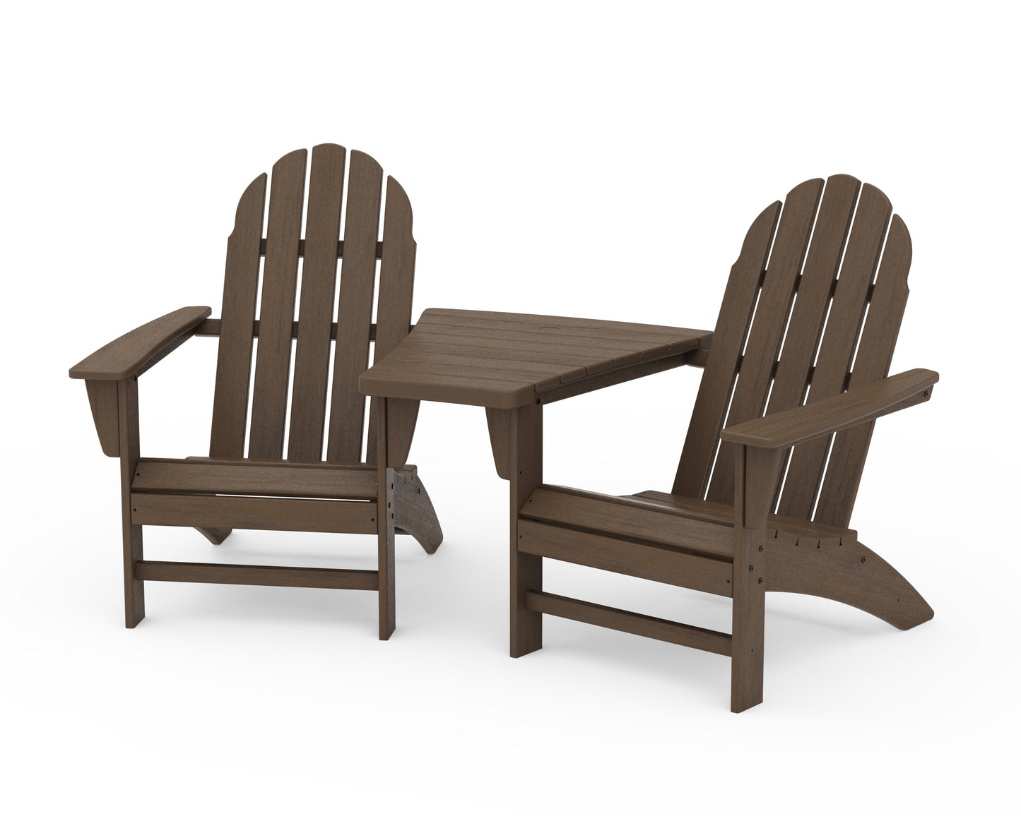 Vineyard 3-Piece Adirondack Set with Angled Connecting Table