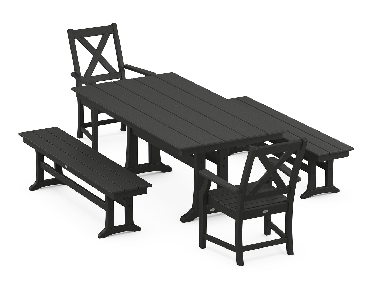 Braxton 5-Piece Farmhouse Dining Set With Trestle Legs