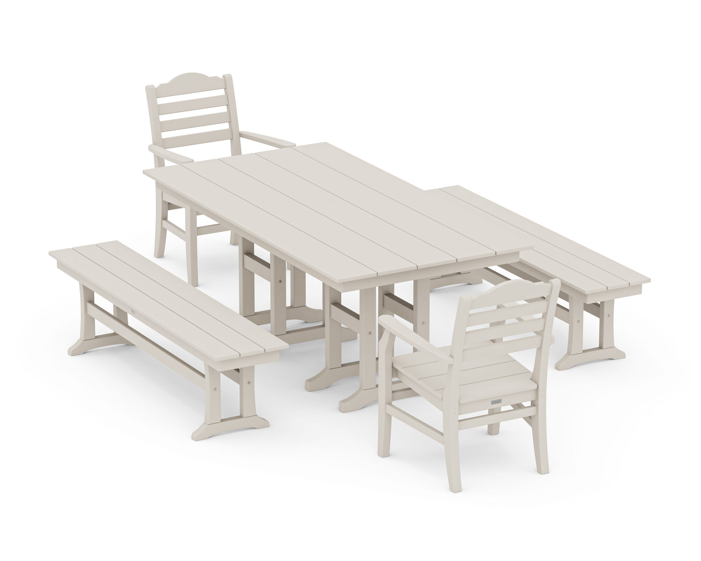 Savannah 5-Piece Farmhouse Dining Set with Benches