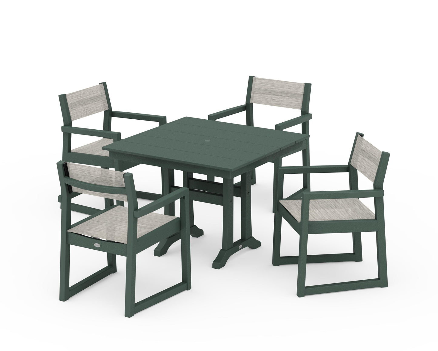 EDGE Sling 5-Piece Farmhouse Dining Set with Trestle Legs