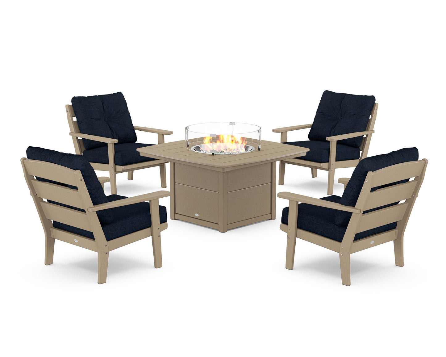 Lakeside 5-Piece Deep Seating Set with Nautical Fire Pit Table
