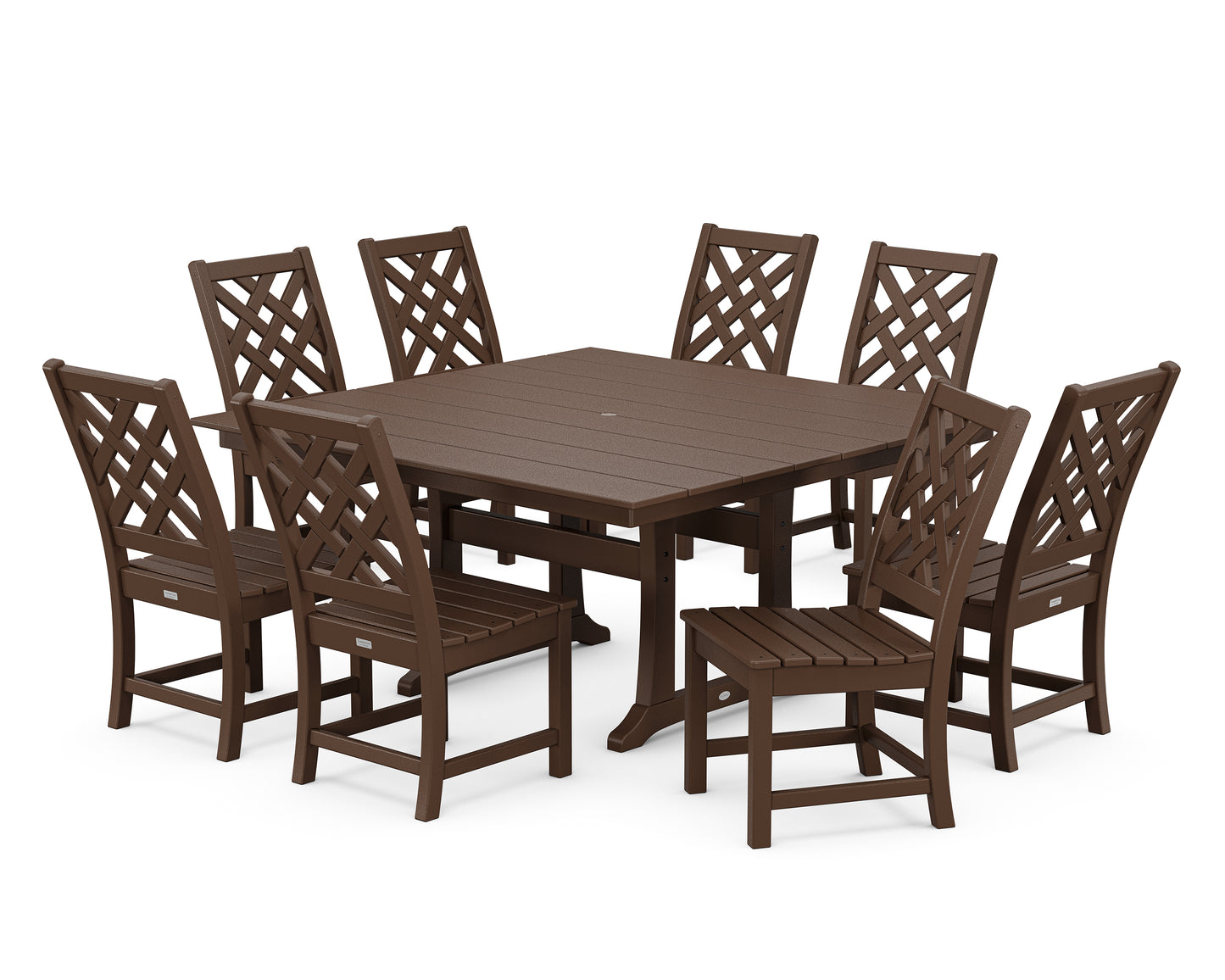 Wovendale Side Chair 9-Piece Square Farmhouse Dining Set with Trestle Legs